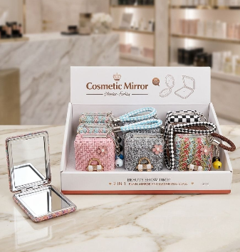 Luxury 2-in-1 Woven Texture Cosmetic Mirror