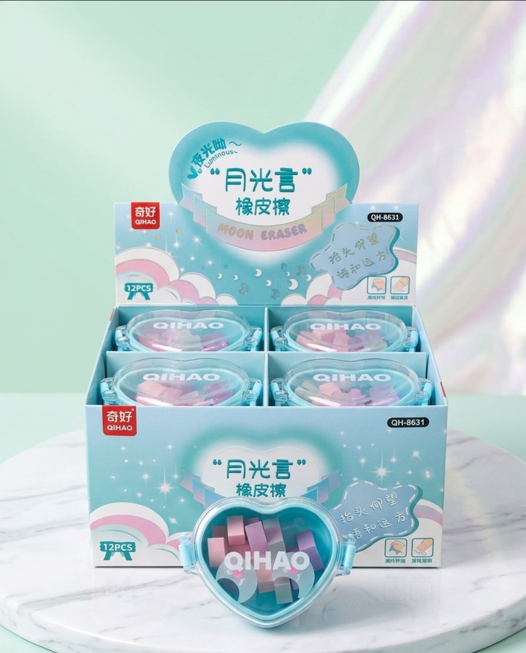 Eraser Set with Heart Case - Image 3