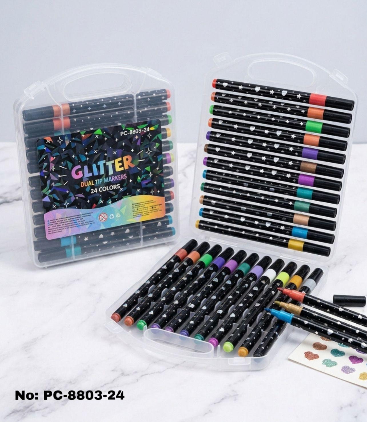 Premium 24 Colors Glitter Markers Set