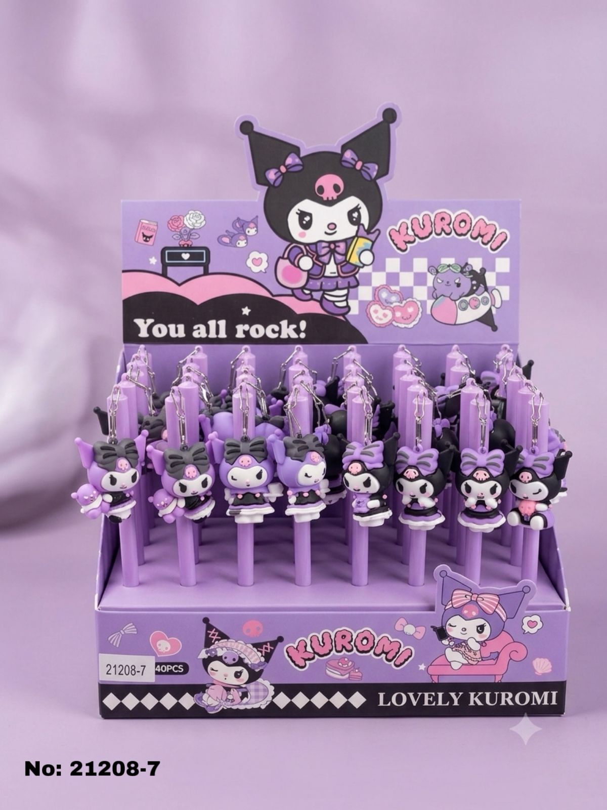 Kuromi Gel Pen with Keychain Hanging Attachment